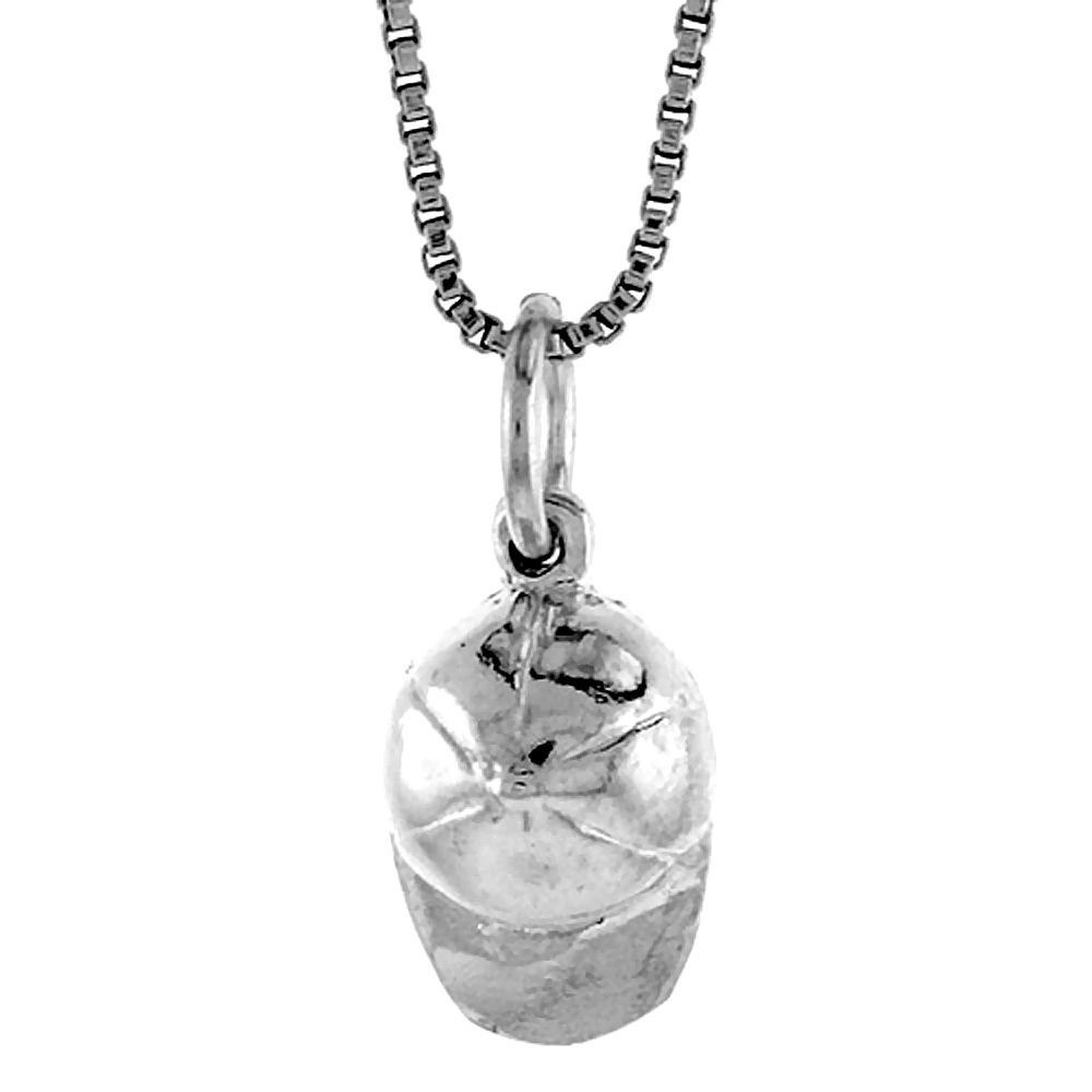 STERLING SILVER BASEBALL CAP PENDANT, 1/2 INCH TALL