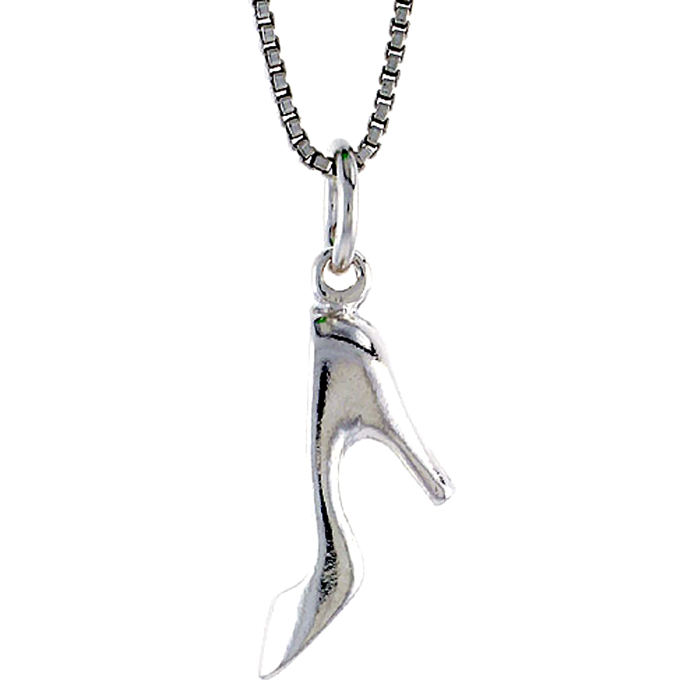 STERLING SILVER HIGH HEEL SHOE PENDANT, 1/2 INCH TALL