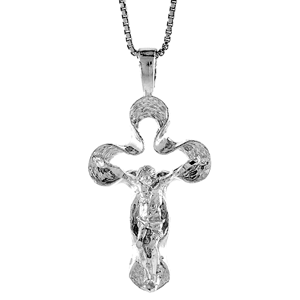 STERLING SILVER CRUCIFIX PENDANT, 1 1/4 INCH