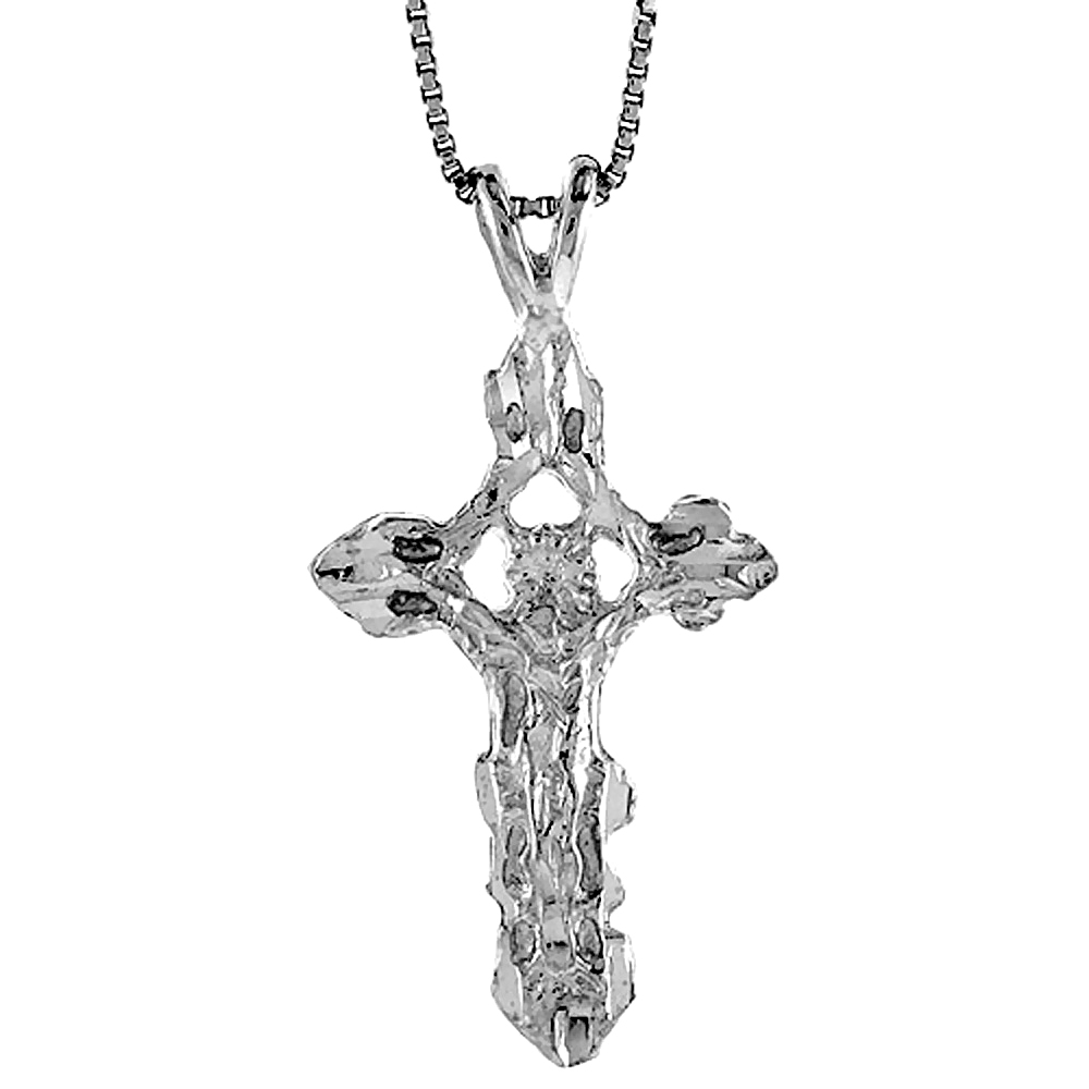 STERLING SILVER CRUCIFIX PENDANT, 1 1/4 INCH