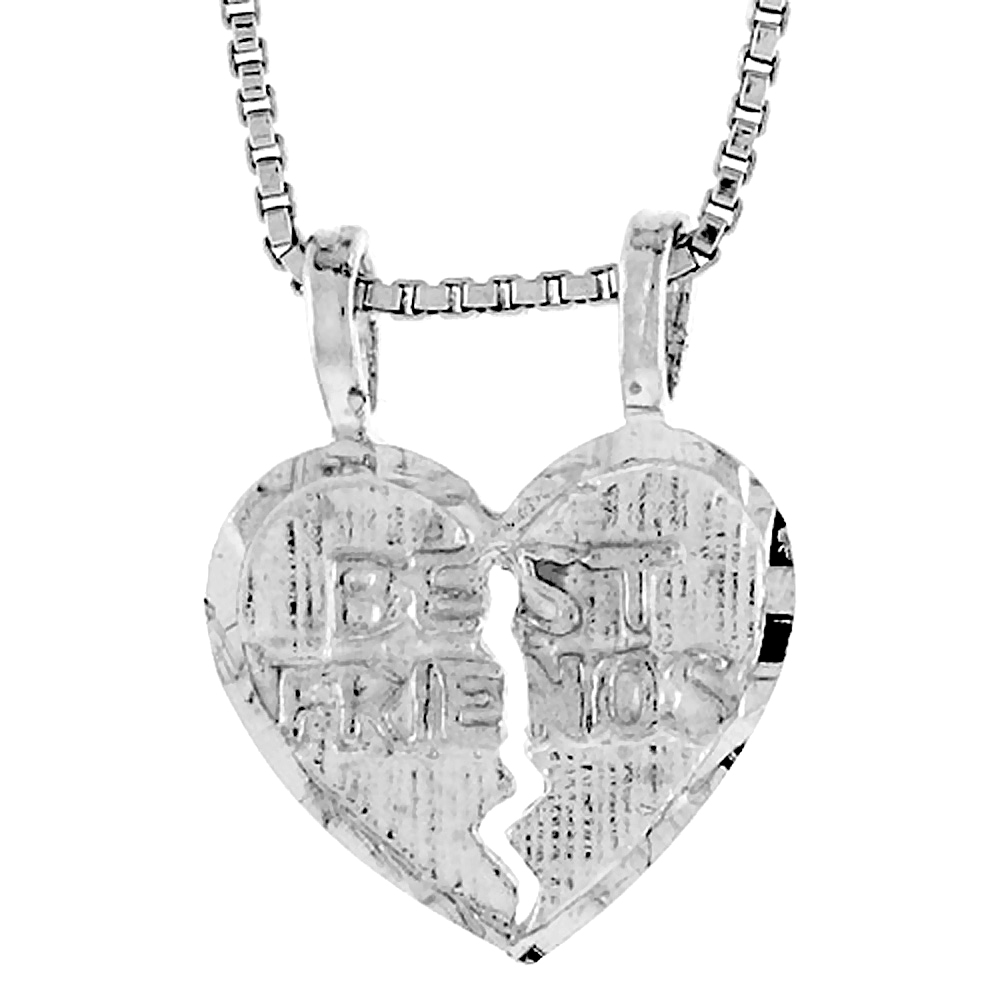STERLING SILVER SMALL BEST FRIEND PENDANT, 1/2 INCH TALL