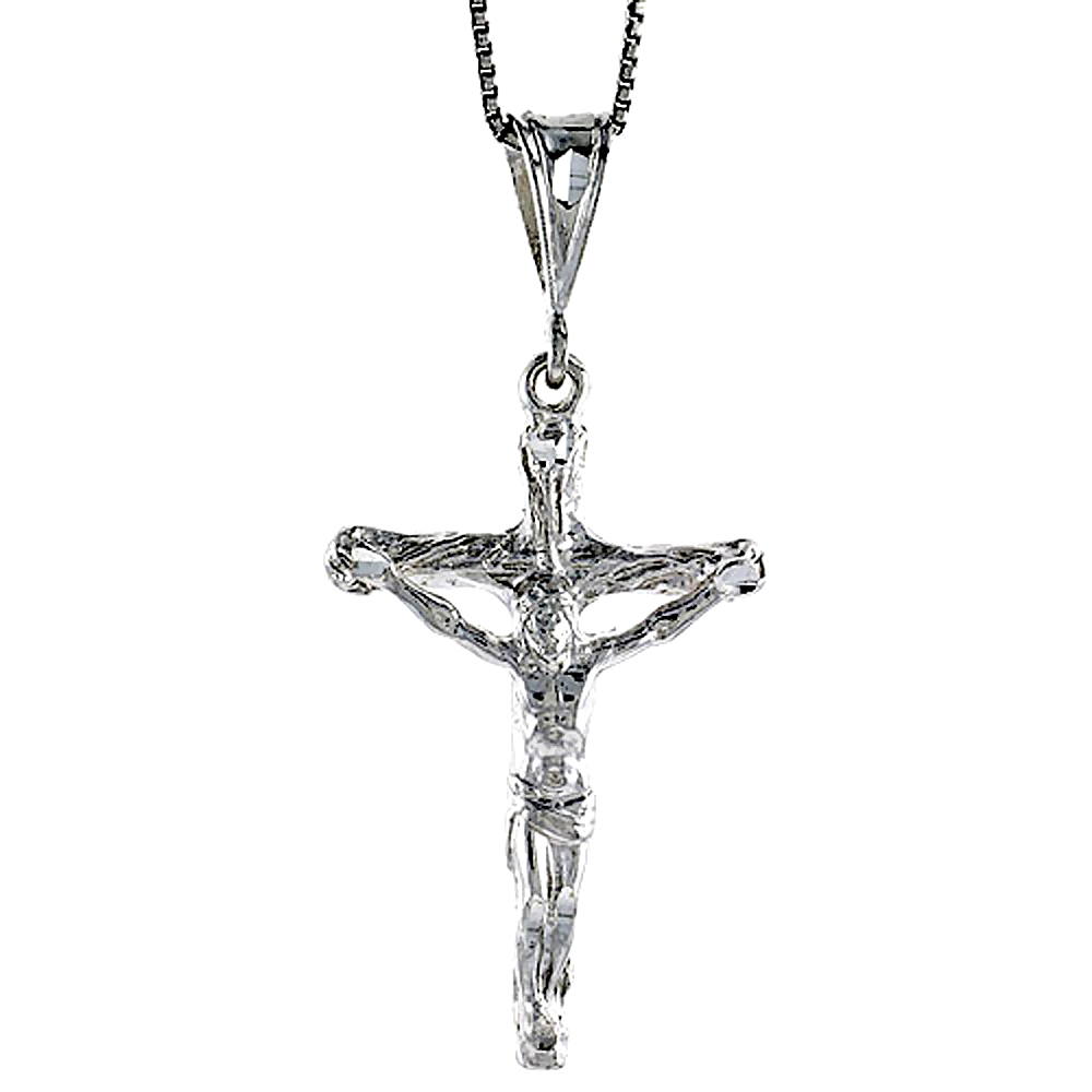 STERLING SILVER CRUCIFIX PENDANT, 1 5/8 INCH