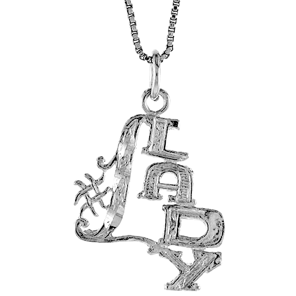 STERLING SILVER #1 LADY TALKING PENDANT, 1 INCH TALL