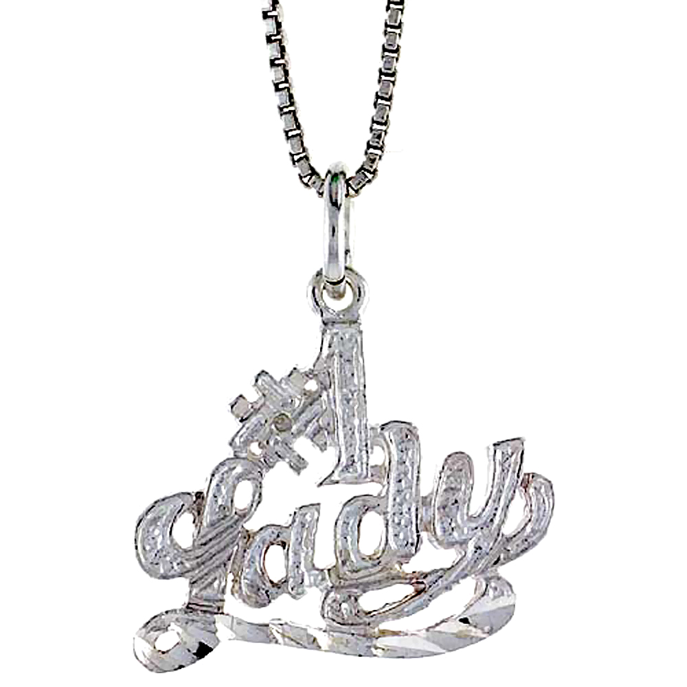 STERLING SILVER #1 LADY TALKING PENDANT, 3/4 INCH TALL