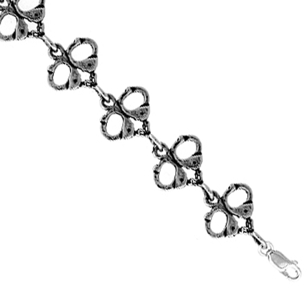 Sterling Silver Handcuffs Charm Bracelet, 7 inches long