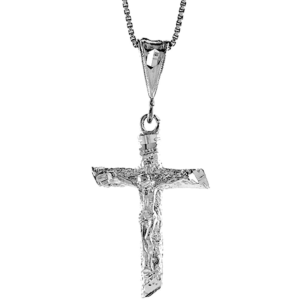 Sterling Silver Crucifix Pendant, 1 1/4 inch