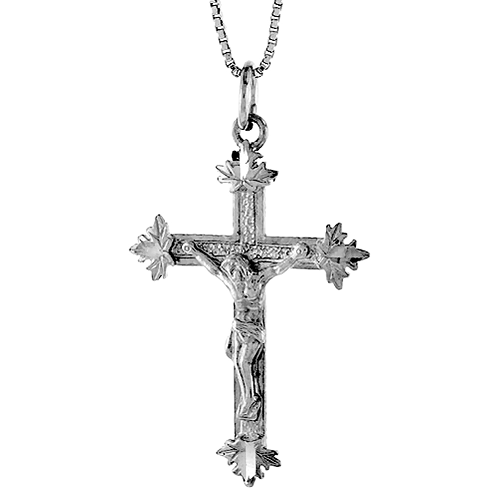 Sterling Silver Crucifix Pendant, 1 1/4 inch