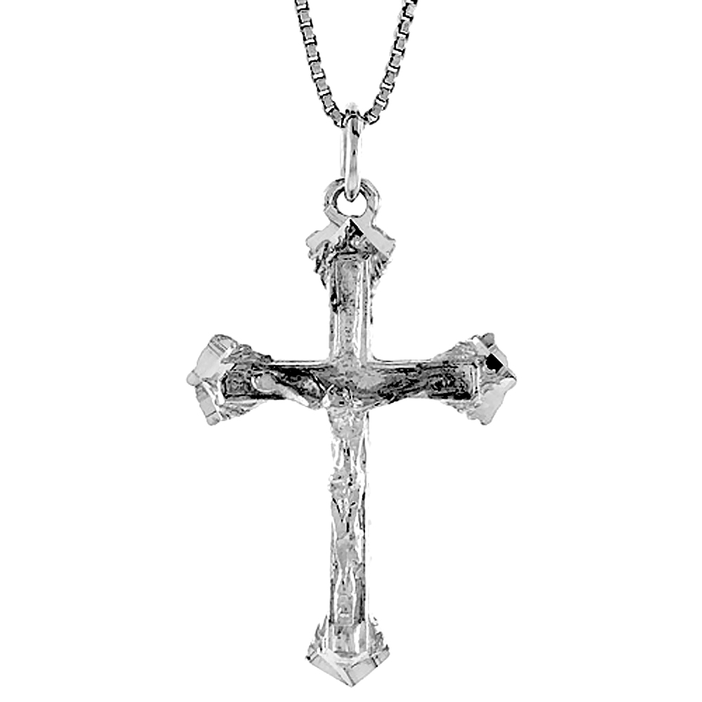 Sterling Silver Crucifix Pendant, 1 1/4 inch 