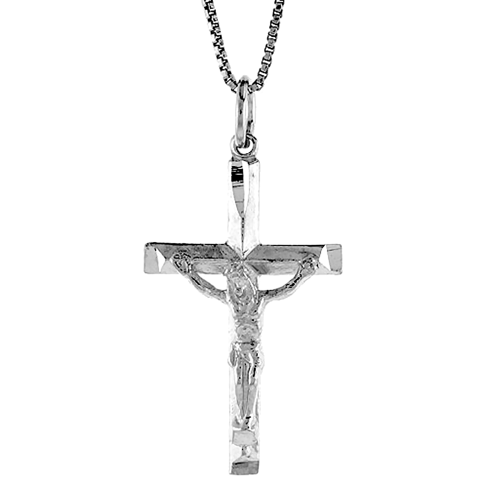 Sterling Silver Crucifix Pendant, 1 1/4 inch