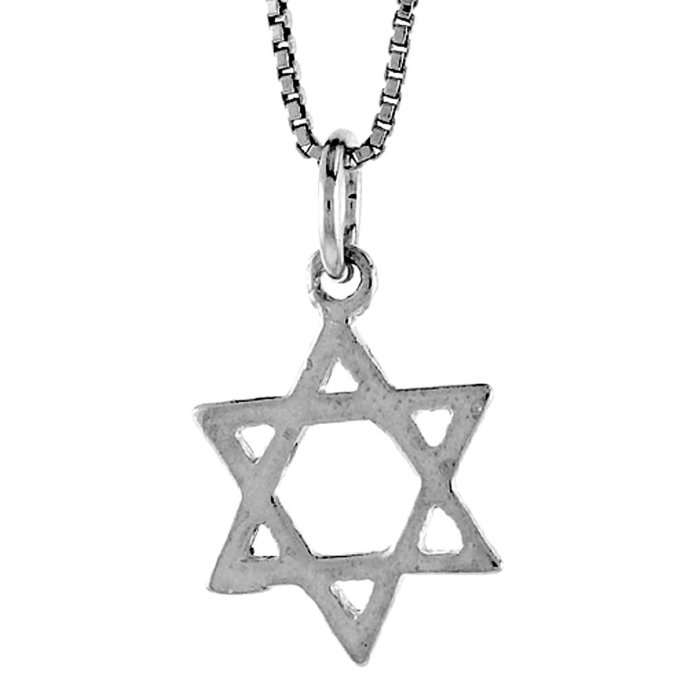 Sterling Silver Star of David Pendant, 3/4 inch