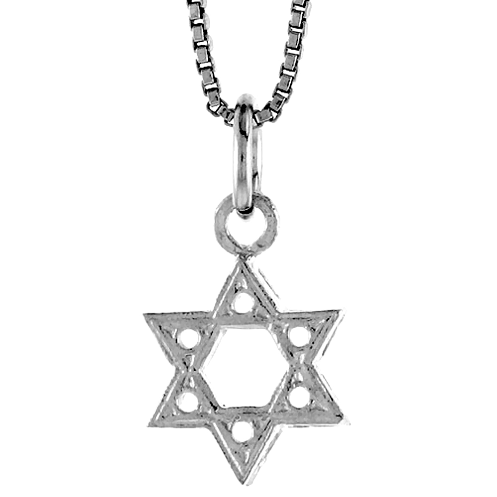 Sterling Silver Star of David Pendant, 1/2 inch