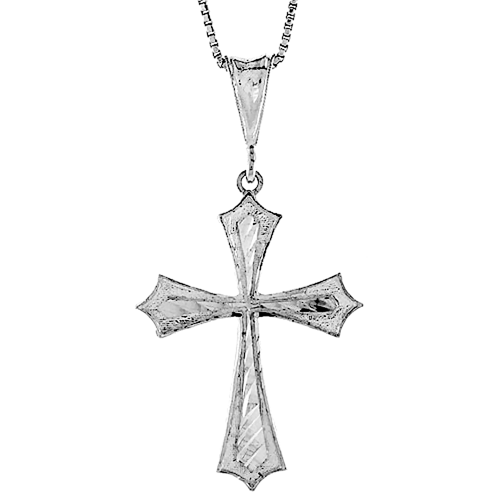 Sterling Silver Cross Pendant, 1 3/8 inch 