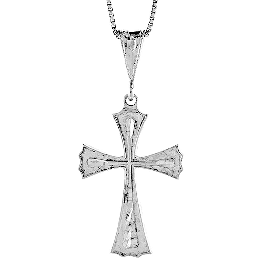 Sterling Silver Cross Pendant, 1 1/4 inch 