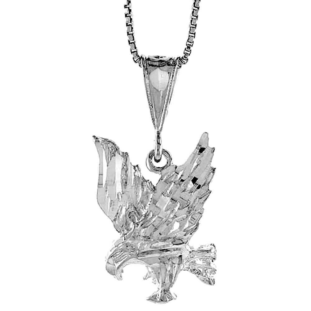 Sterling Silver Eagle Pendant, 7/8 inch 