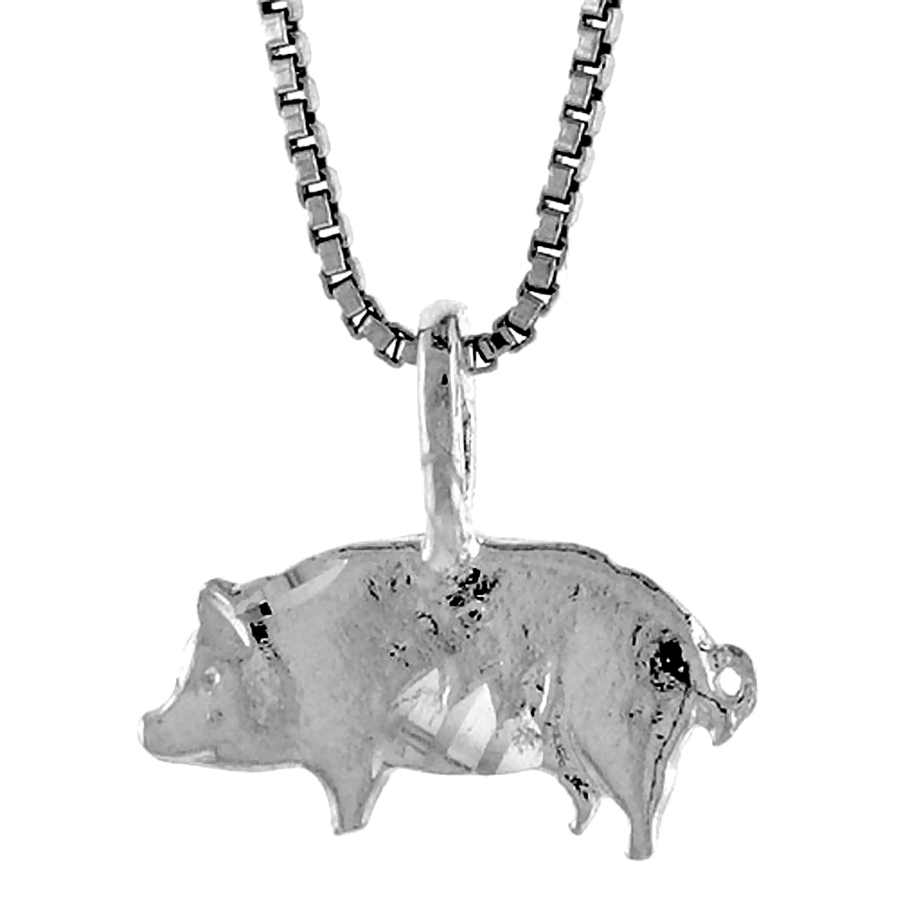 Sterling Silver Small Pig Pendant, 1/4 inch 