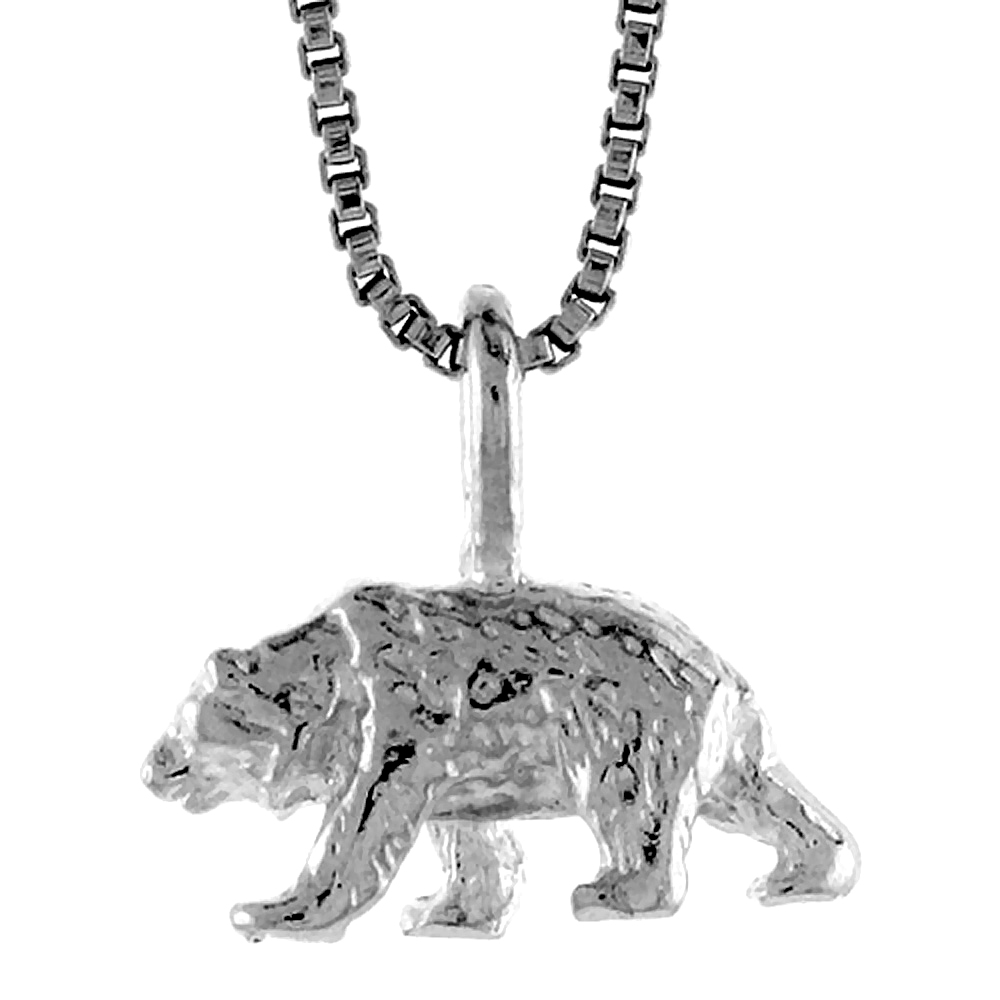 Sterling Silver Bear Pendant, 1/4 inch 