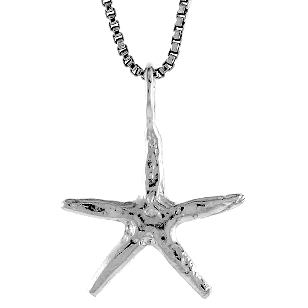 Sterling Silver Starfish Pendant, 1/2 inch Tall