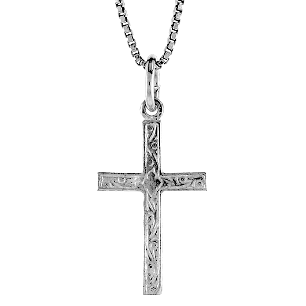 Sterling Silver Cross Pendant, 7/8 inch