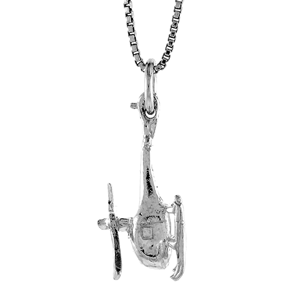 Sterling Silver Helicopter Pendant, 3/4 inch Tall