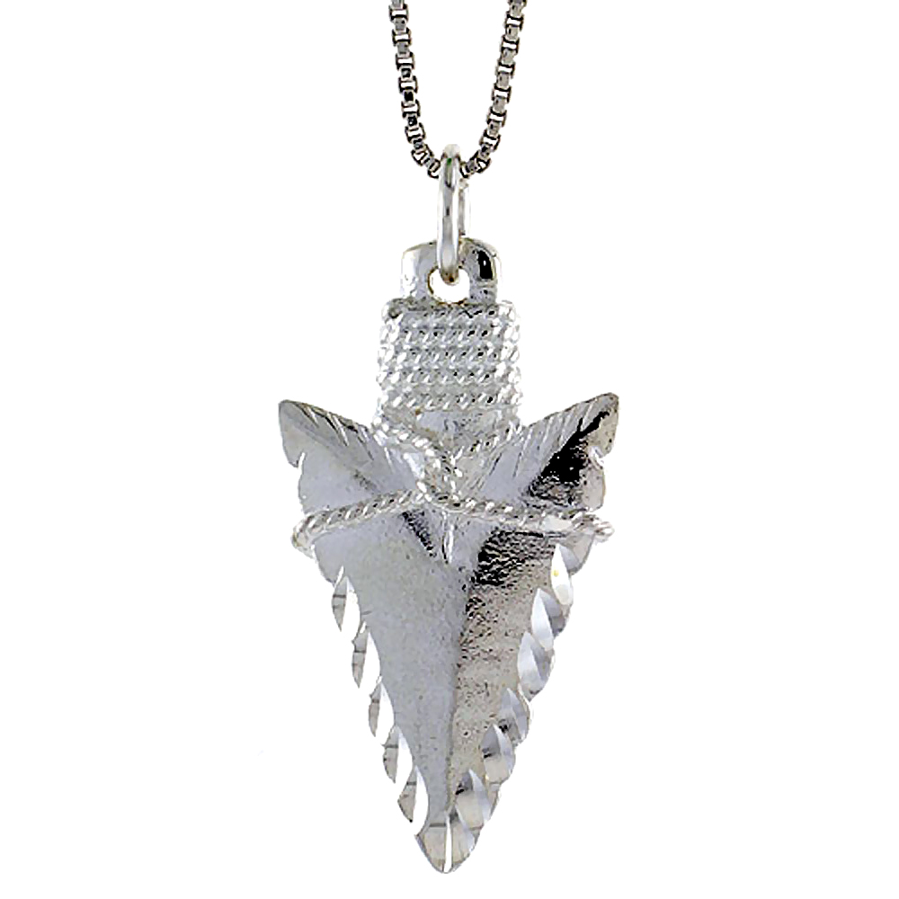 Sterling Silver Arrowhead Pendant, 1 1/4 inch Tall