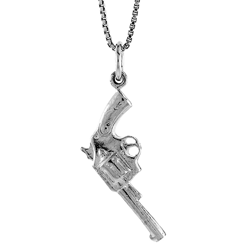 Sterling Silver Gun Pendant, 1 1/16 inch Tall