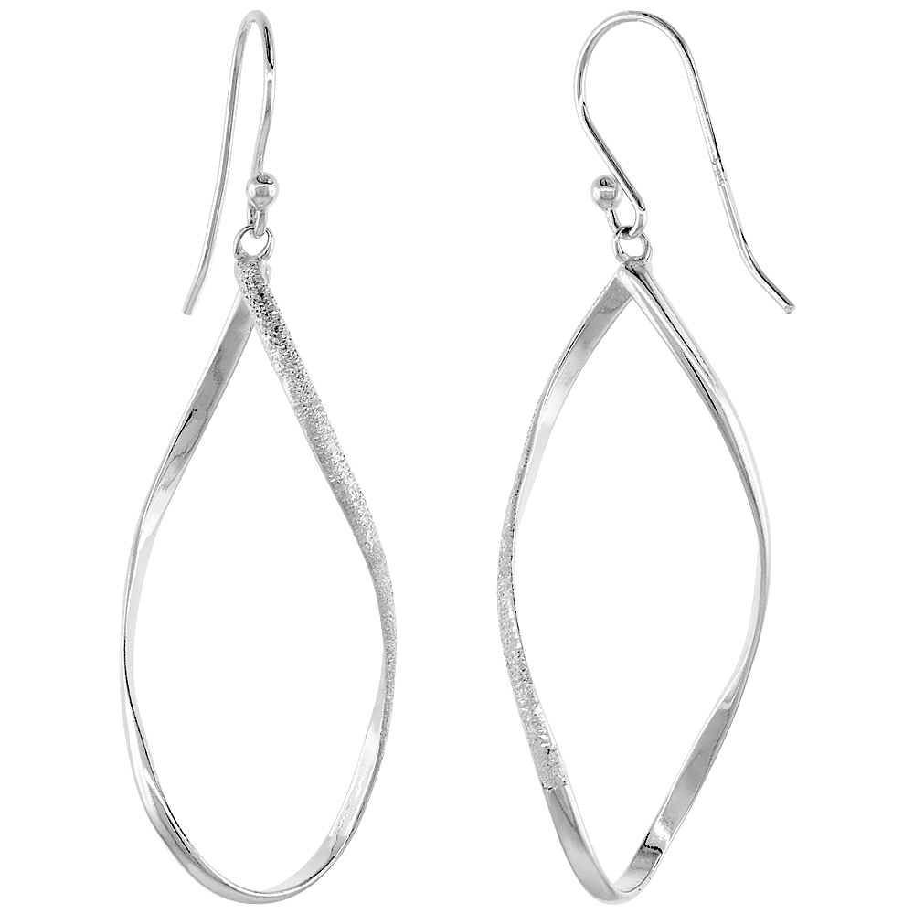 Sterling Silver Teardrop Dangle Earrings Stardust, 1 1/2 inches long