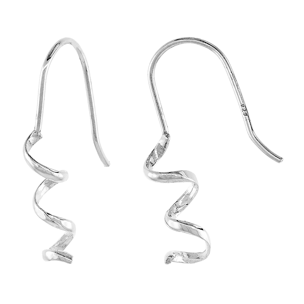 Sterling Silver Tiny Helix Dangle Earrings, 1/2 inches long