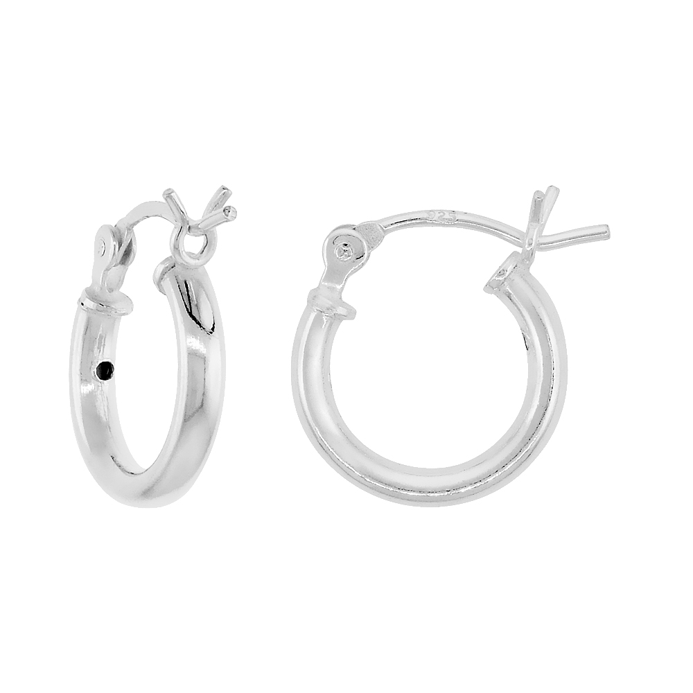 Tiny Sterling Silver Dainty 1/2 inch 12mm Hoop Earrings Women and Men Click Top 2mm Tube
