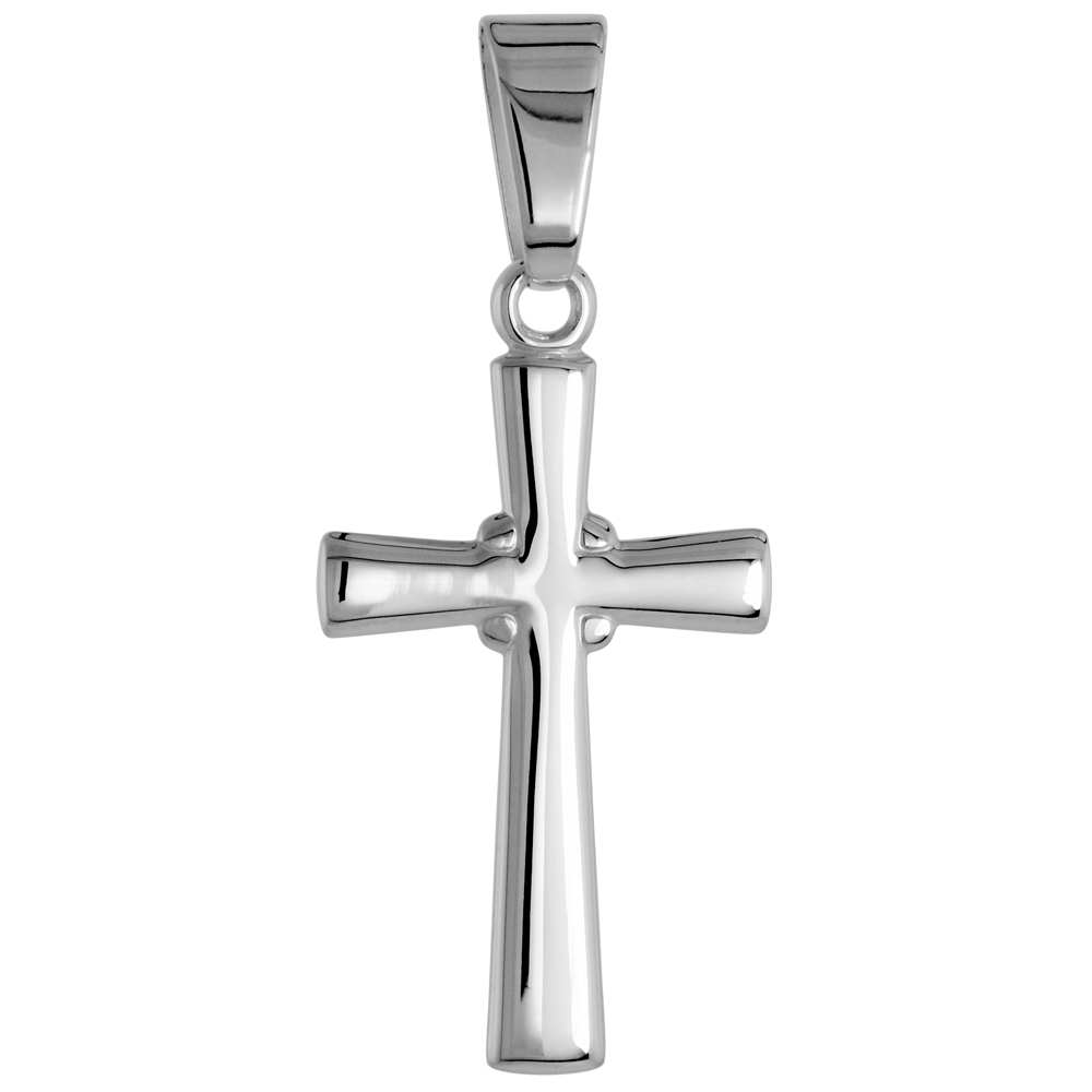STERLING SILVER SMALL JERUSALEM CROSS WITH 4 DOTS PENDANT SOLID BACK HIGH POLISHED, 5/8 INCH WIDE
