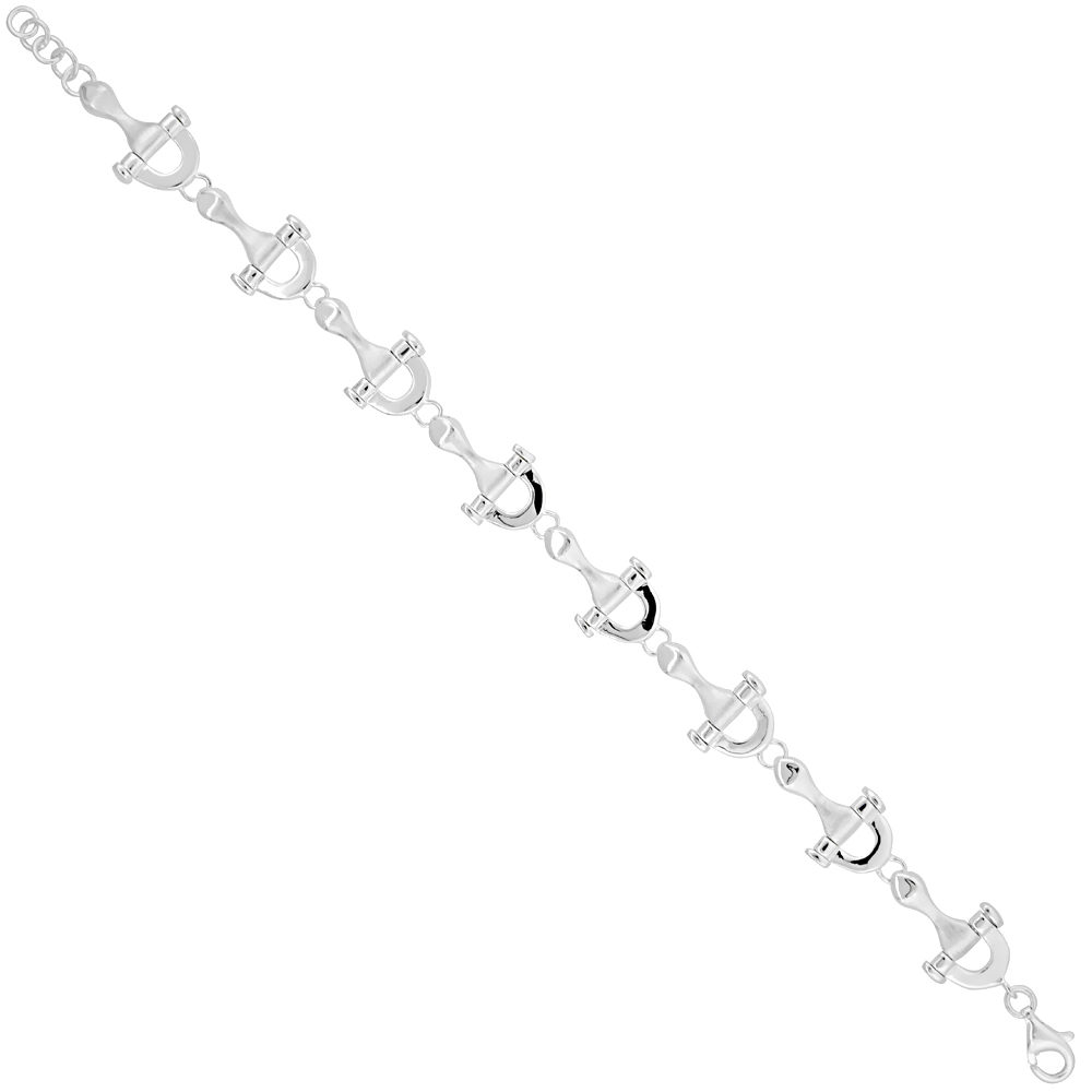 Sterling Silver Snaffle Bit Bracelet 1/2 inch wide, 7 inches long