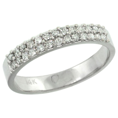 14k White Gold 2-Row Diamond Ring Band w/ 0.31 Carat Brilliant Cut ( H-I Color; SI1 Clarity ) Diamonds, 1/8 in. (3.5mm) wide