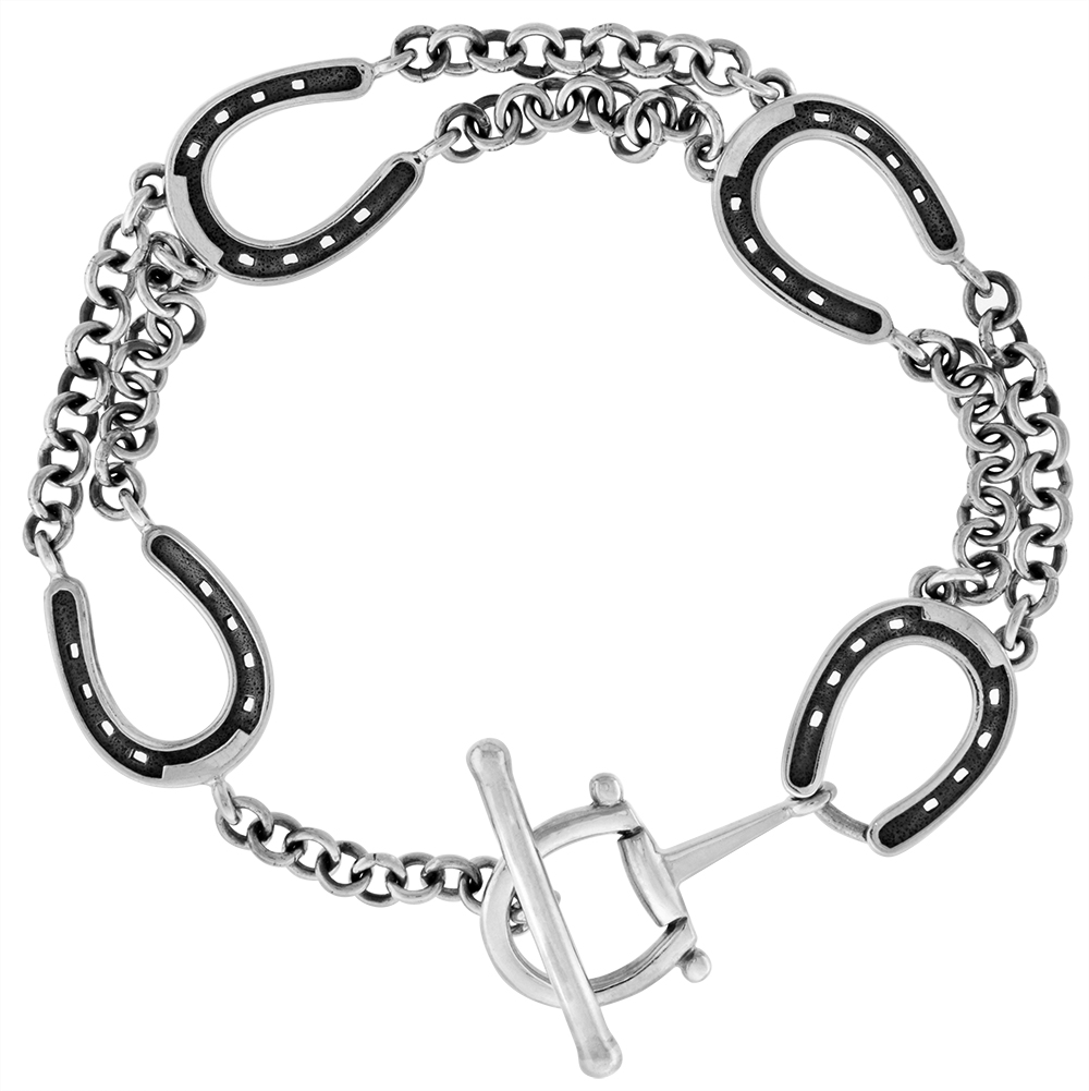 STERLING SILVER HORSESHOE BRACELET 1/2 INCH WIDE 7 1/2 INCH LONG