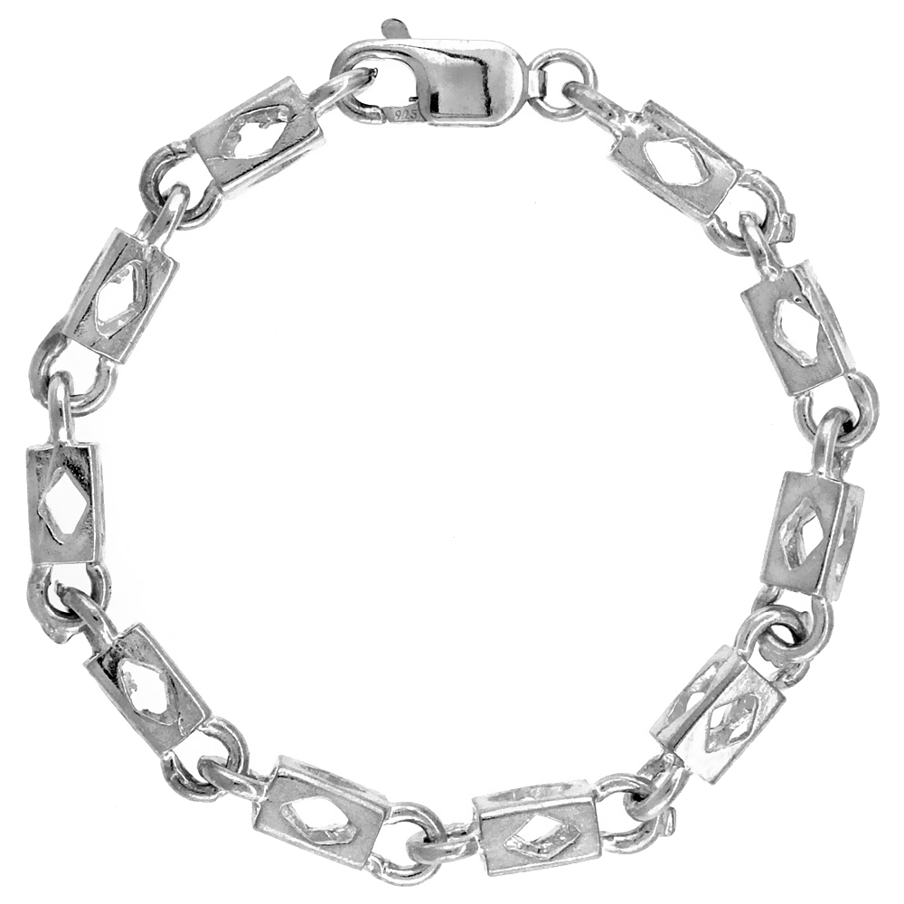 Sterling Silver Rectangular Bullet Chain (Available in Different Lengths), 7/32 in. (5.5 mm) wide
