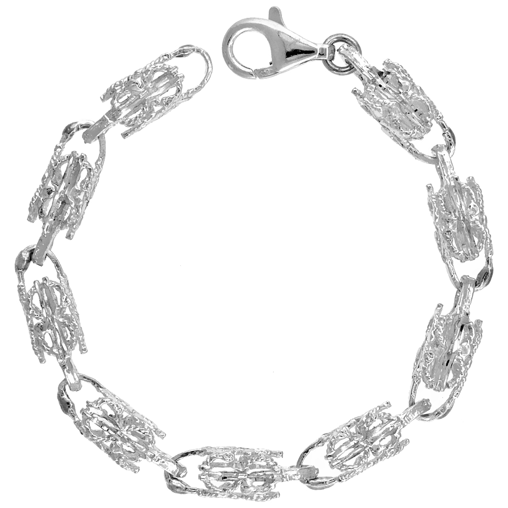 STERLING SILVER DOLLAR SIGN BULLET CHAIN (AVAILABLE IN DIFFERENT LENGTHS), 9/32 IN. (7 MM) WIDE