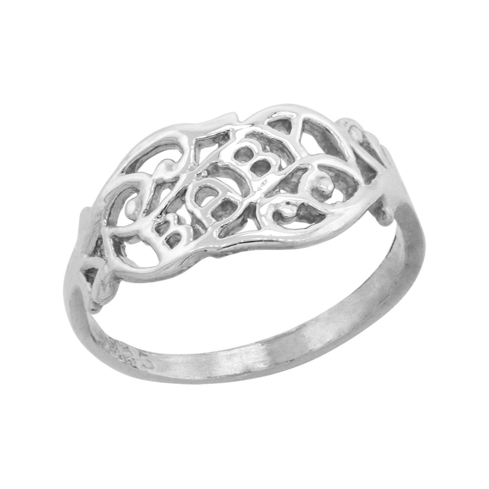Sterling Silver Tiny Scrolled Word Toe Ring for Women Pinky Midi Knuckle Available in Size 1 to 5
