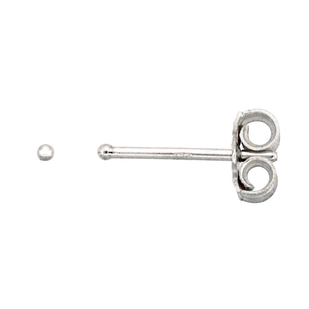 STERLING SILVER VERY TINY 1MM BALL STUD EARRINGS / NOSE STUDS FOR WOMEN & TEENS 1/32 INCH