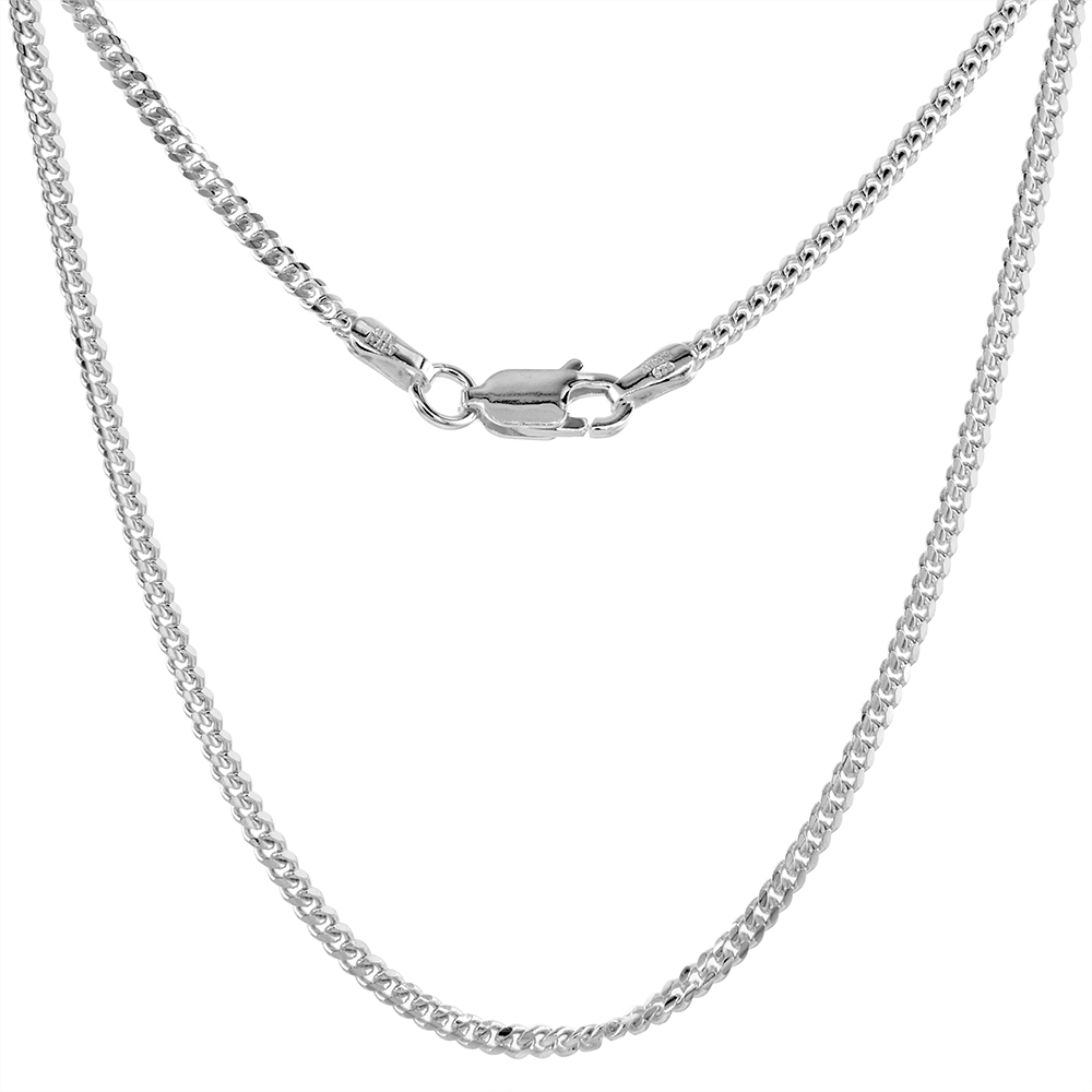 STERLING SILVER 2MM MIAMI CUBAN LINK CHAIN NECKLACES AND BRACELETS DOMED SURFACE NICKEL FREE ITALY