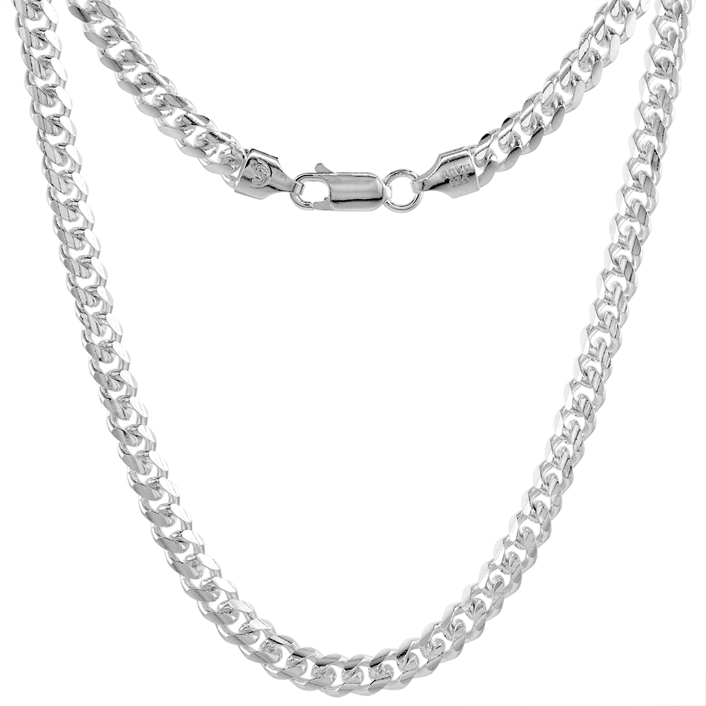 STERLING SILVER 5MM MIAMI CUBAN LINK CHAIN NECKLACES AND BRACELETS FOR MEN WOMEN DOMED SURFACE NICKEL FREE ITALY