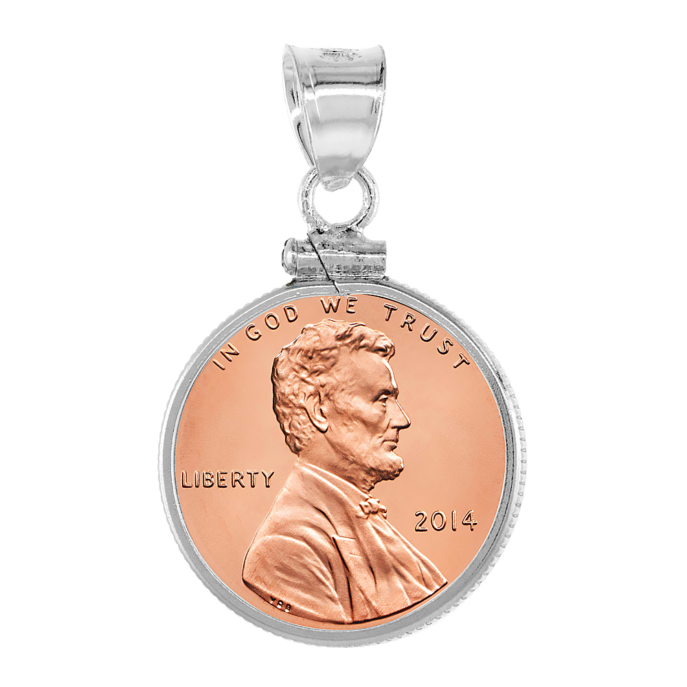 STERLING SILVER PENNY BEZEL SCREW TOP 19 MM COIN EDGE 1 CENT COIN NOT INCLUDED