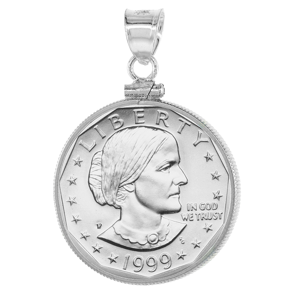 STERLING SILVER SUSAN B. ANTHONY BEZEL SACAGAWEA SCREW TOP COIN EDGE 26 MM COINS 1979-PRESENT COIN NOT INCLUDED