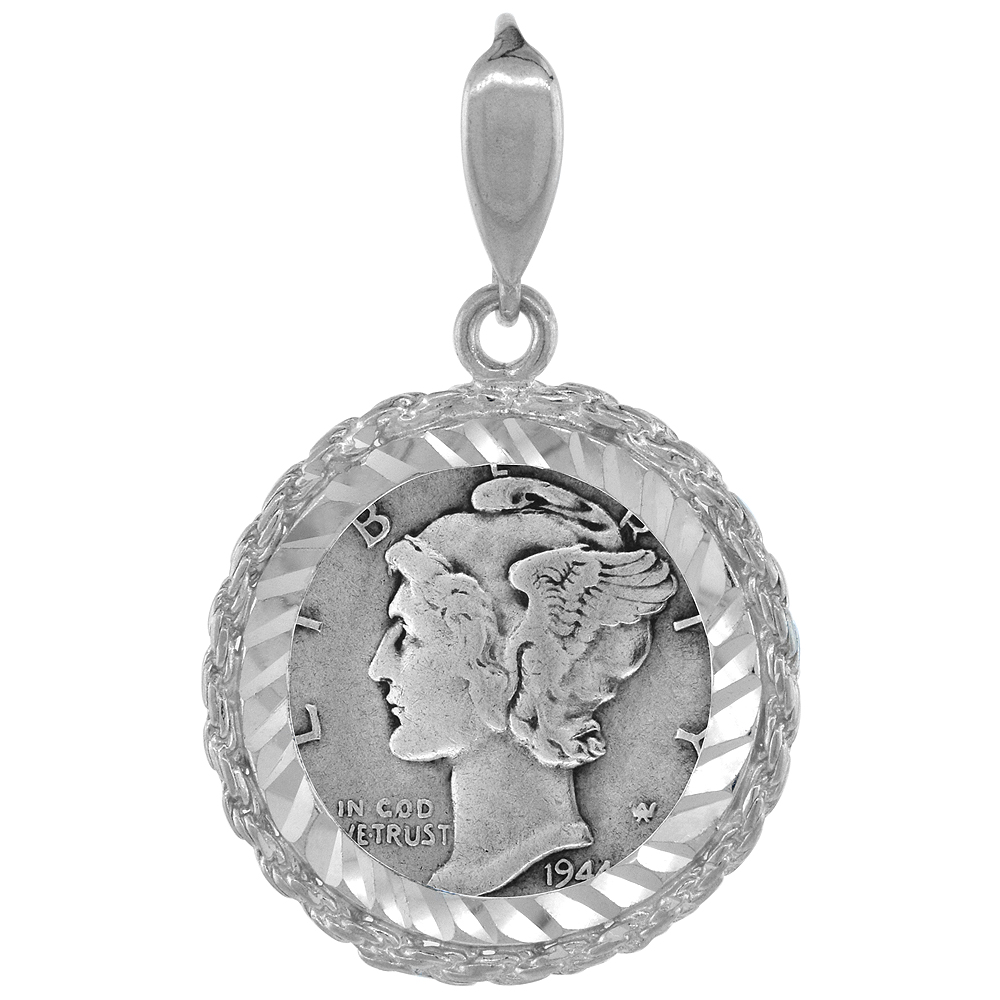 STERLING SILVER DIME BEZEL 18 MM COINS ROPE EDGE PRONG BACK 10 CENT COIN NOT INCLUDED