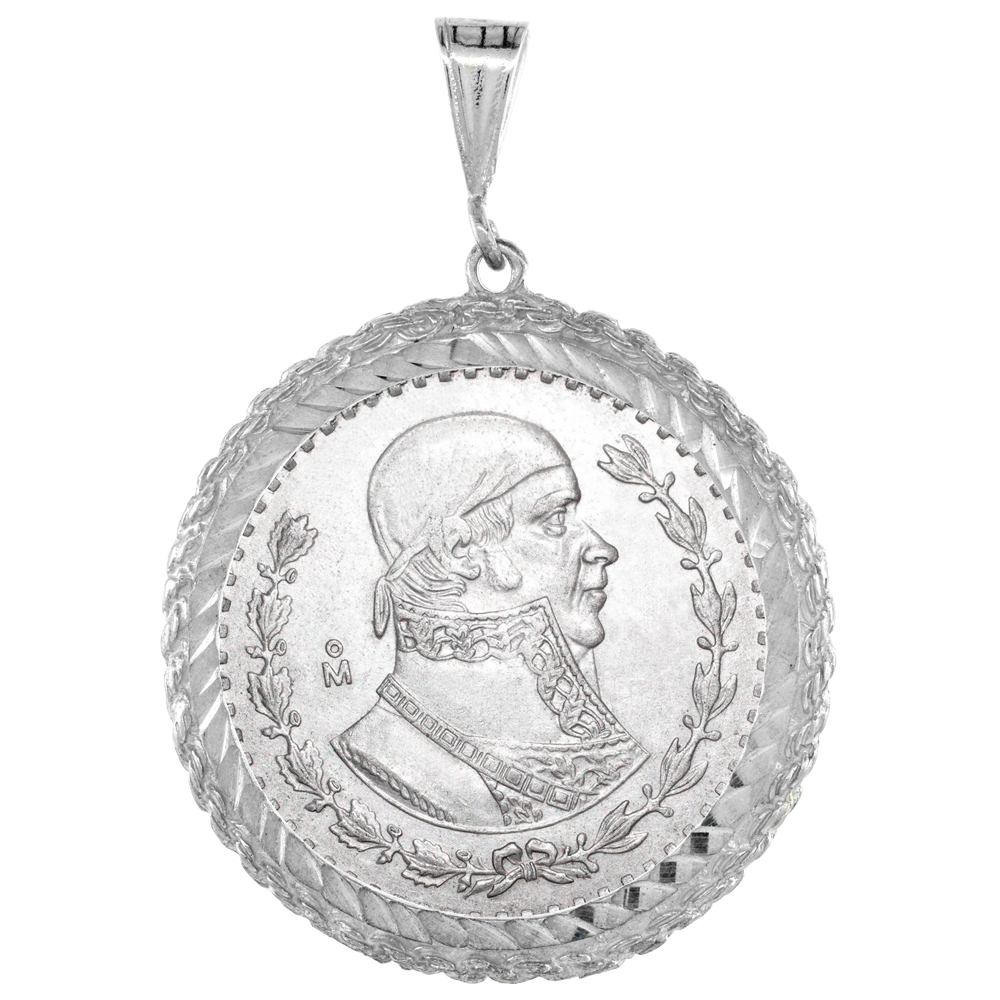 STERLING SILVER MEXICAN 1 PESO ROPE BEZEL 34 MM COINS PRONG BACK DIAMOND CUT COIN NOT INCLUDED