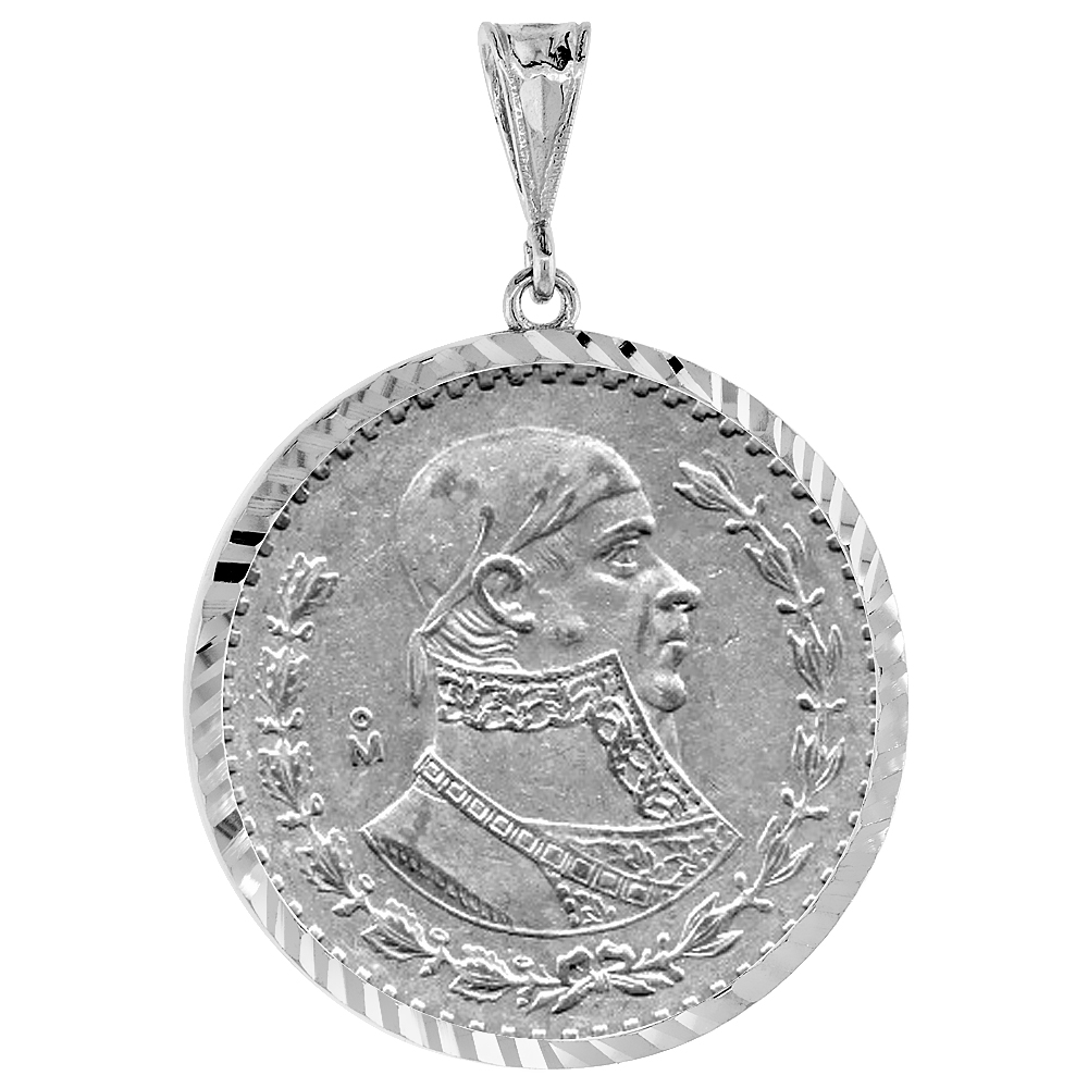 STERLING SILVER MEXICAN 1 PESO BEZEL 34 MM COINS PRONG BACK DIAMOND CUT COIN NOT INCLUDED