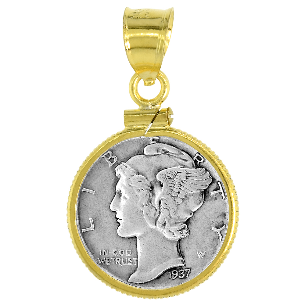 GOLD FILLED DIME BEZEL 18 MM SCREW TOP COIN EDGE 10 CENT COIN NOT INCLUDED