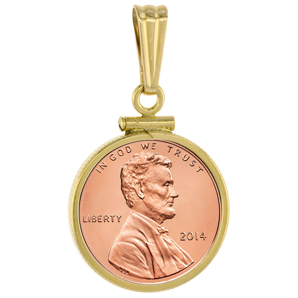 14K GOLD FILLED PENNY BEZEL SCREW TOP 19 MM COIN EDGE 1 CENT COIN NOT INCLUDED