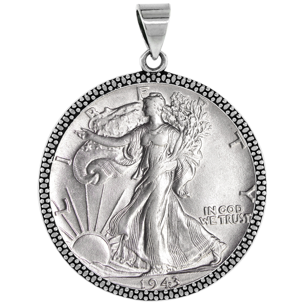 STERLING SILVER ILLUSION EDGE HALF DOLLAR BEZEL 30 MM COINS PRONG BACK 50 CENT COIN NOT INCLUDED