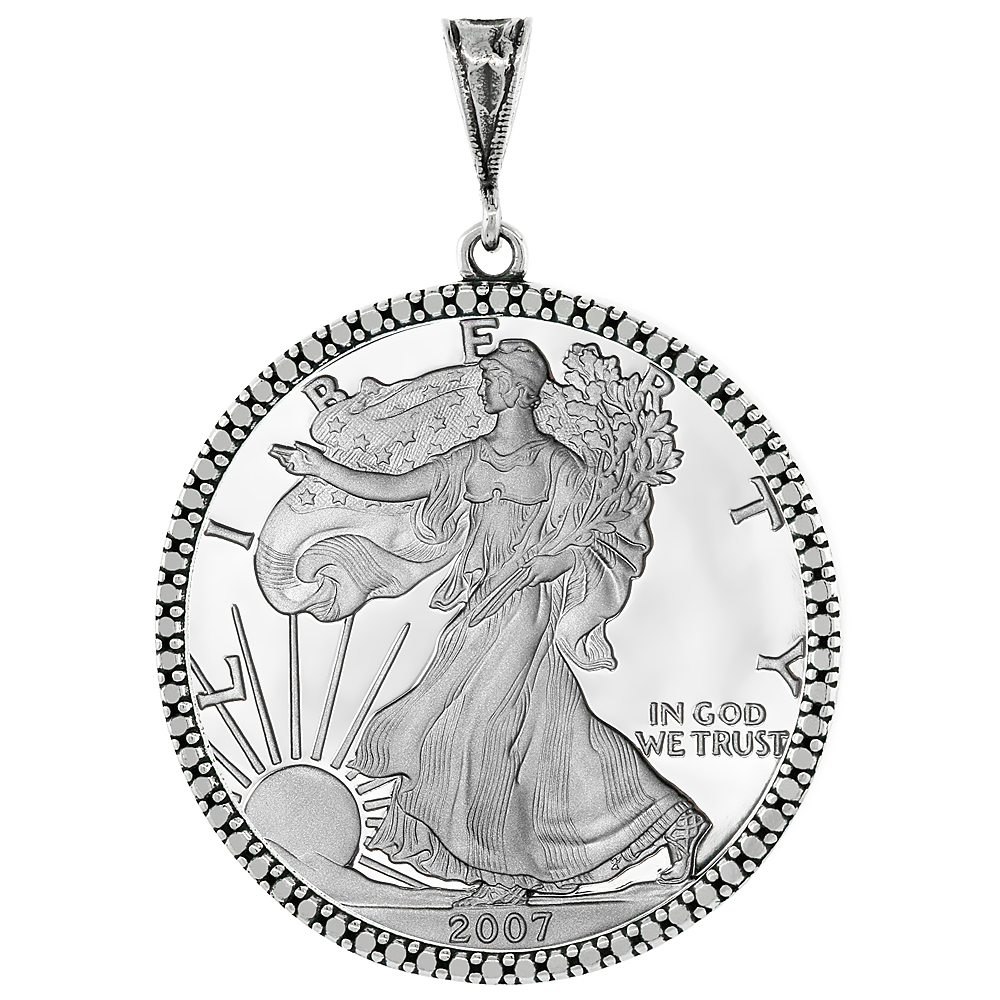 STERLING SILVER SILVER EAGLE BEZEL 41 MM COINS PRONG BACK ILLUSION EDGE 1 OZ COIN NOT INCLUDED