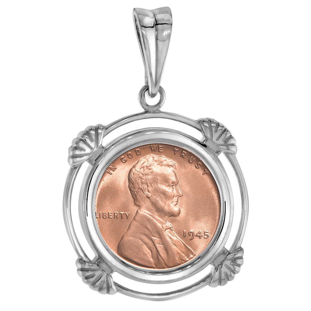 Sterling Silver Clamshell Edge Penny Bezel Pendant for 19 mm Coins Prong Back 1 Cent Coin NOT Included