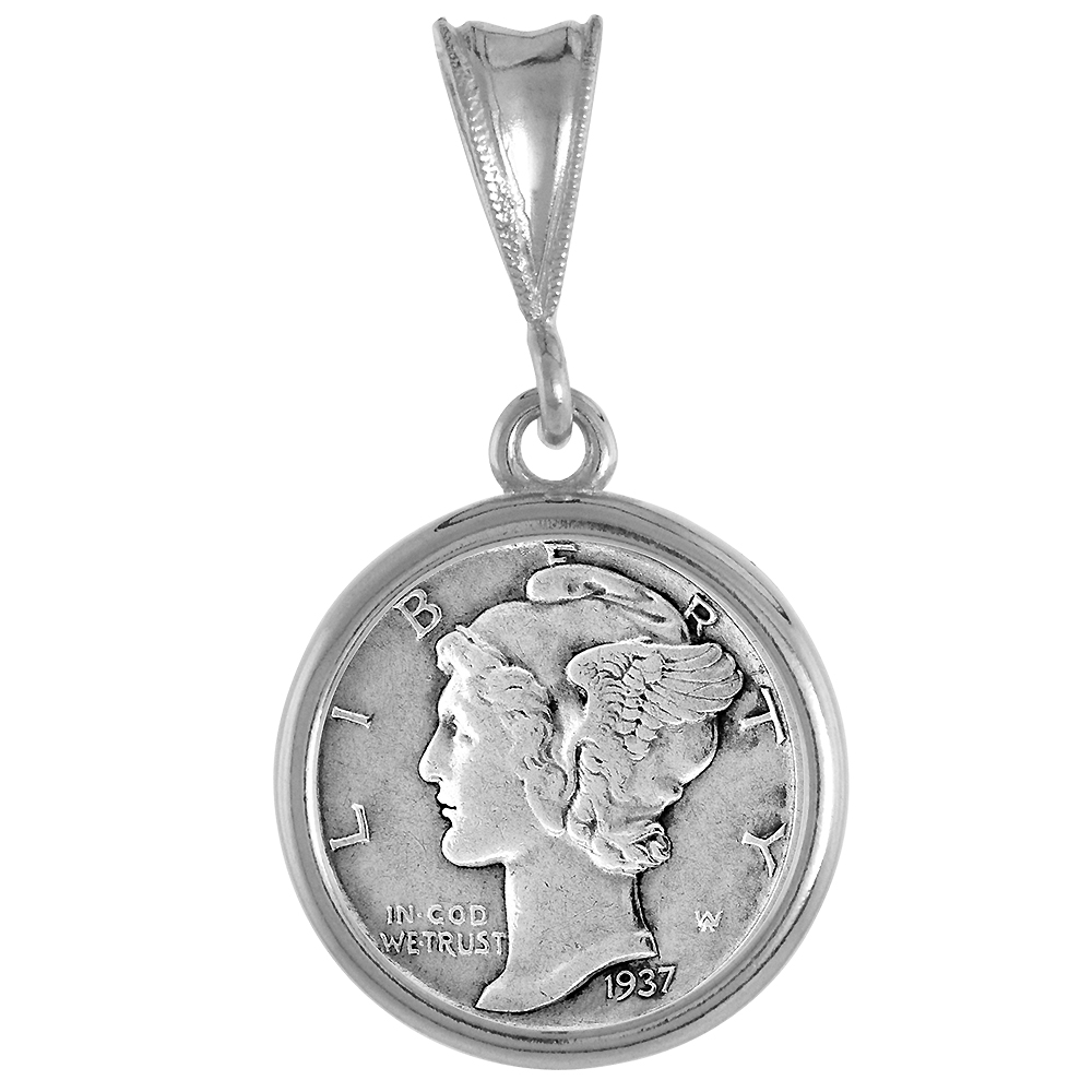 STERLING SILVER DIME BEZEL 18 MM COINS PRONG BACK ROUND EDGE 10 CENT COIN NOT INCLUDED