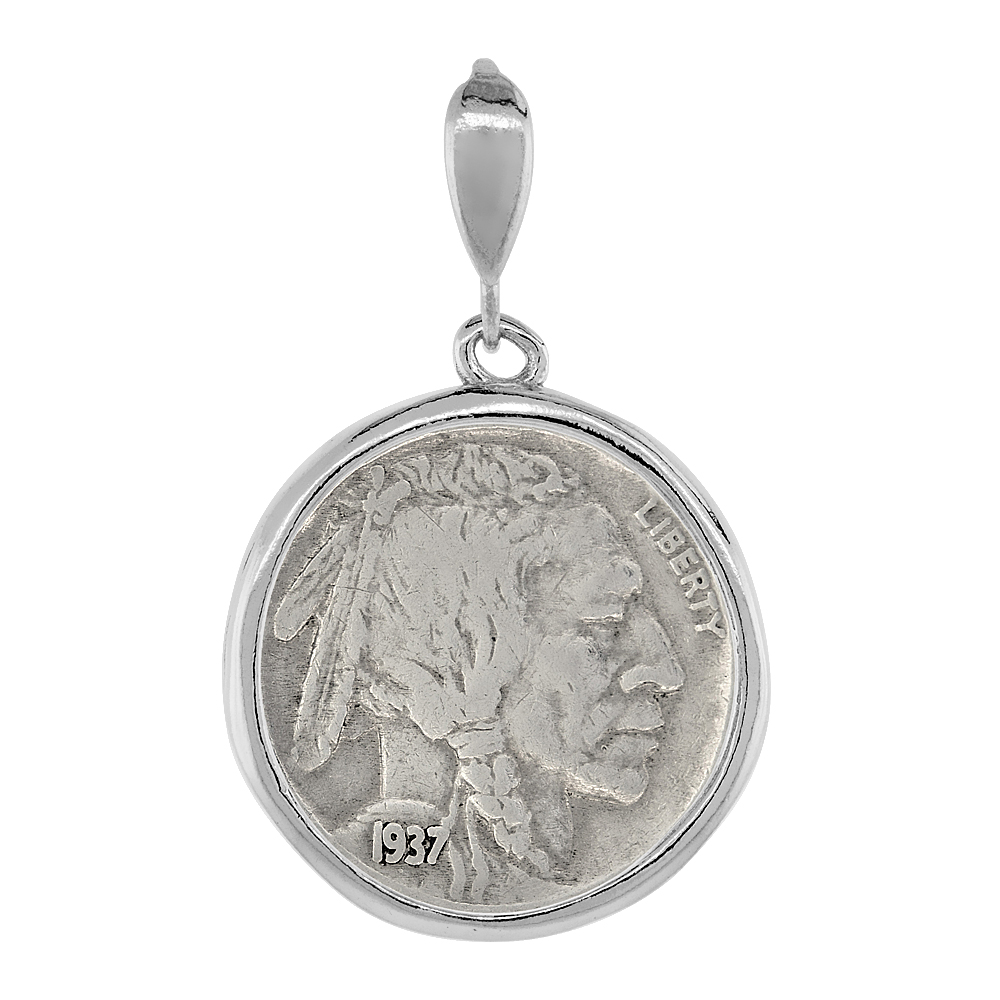 STERLING SILVER NICKEL BEZEL 21 MM COINS PRONG BACK ROUND EDGE 5 CENT COIN NOT INCLUDED